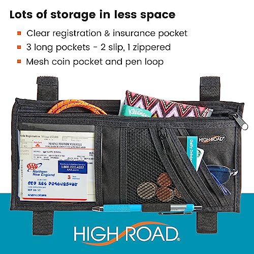 High Road Car Visor Organizer with Secure Zip Pockets, Sunglasses Holder and Clear Registration and Insurance Pocket - Heavy Duty Straps Fit Most Car, SUV and Truck Visors - Image 4