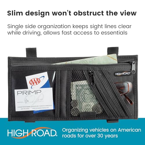 High Road Car Visor Organizer with Secure Zip Pockets, Sunglasses Holder and Clear Registration and Insurance Pocket - Heavy Duty Straps Fit Most Car, SUV and Truck Visors - Image 5