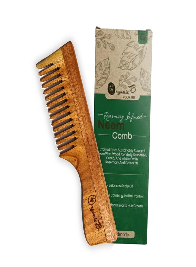 Organic B Neem Wood Comb with Handle Handcrafted Wooden Hair Comb for Men and Women Natural Neem Comb for Hair Growth Eco Friendly Wooden Comb Better Alternative to Bamboo Comb - Image 1