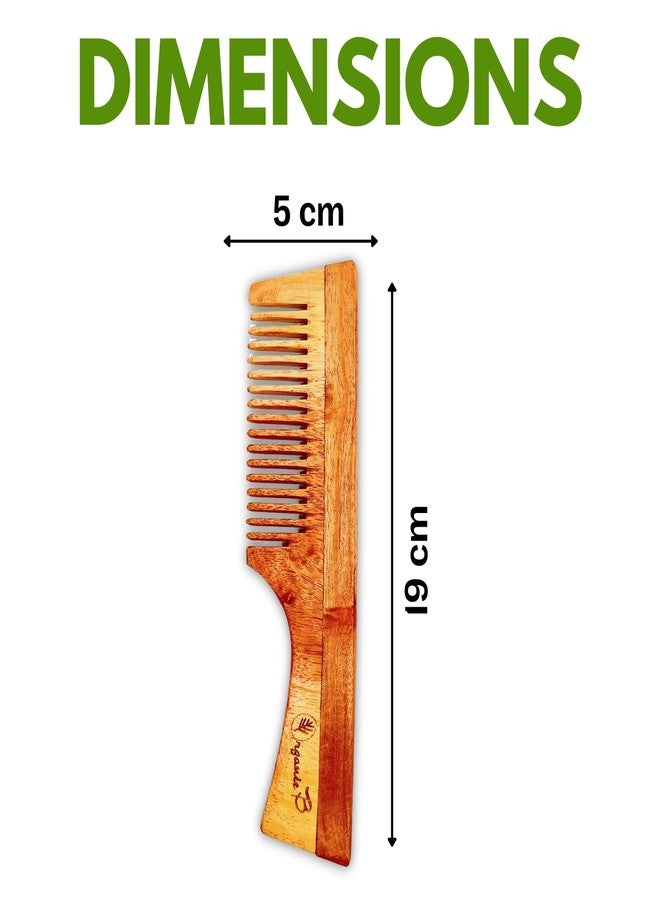 Organic B Neem Wood Comb with Handle Handcrafted Wooden Hair Comb for Men and Women Natural Neem Comb for Hair Growth Eco Friendly Wooden Comb Better Alternative to Bamboo Comb - Image 3