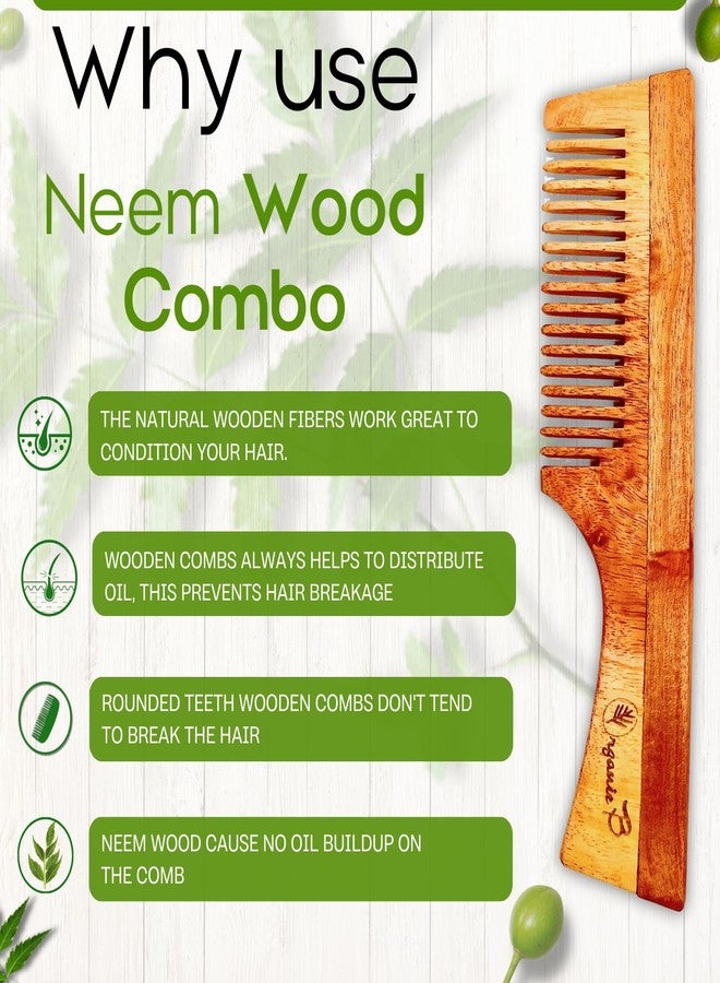 Organic B Neem Wood Comb with Handle Handcrafted Wooden Hair Comb for Men and Women Natural Neem Comb for Hair Growth Eco Friendly Wooden Comb Better Alternative to Bamboo Comb - Image 4