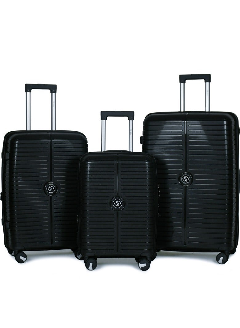 Shihon PP Unbreakable Luggage Set of 3pcs Black Color - Image 1