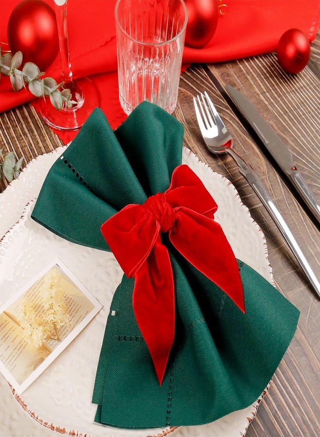 wonlex Christmas Red Bow Napkin Rings Holder Set of 8, Chic Velvet Napkin Ring Buckle Serviette for Xmas, Dinner Banquet Wedding Holiday Dining Table Decor(Red Bow) - Image 3