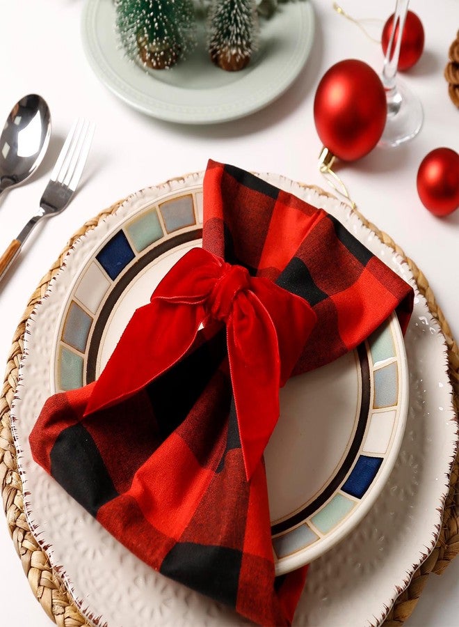 wonlex Christmas Red Bow Napkin Rings Holder Set of 8, Chic Velvet Napkin Ring Buckle Serviette for Xmas, Dinner Banquet Wedding Holiday Dining Table Decor(Red Bow) - Image 2