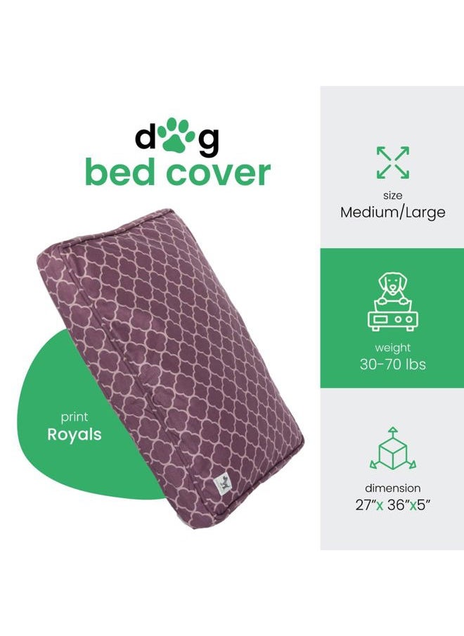 Molly Mutt - Medium to Large Dog Bed Cover - Royals Print - Measures 27”X36”X5'' - 100% Cotton - Durable - Breathable - Sustainable - Machine Washable Dog Bed Cover - Image 1