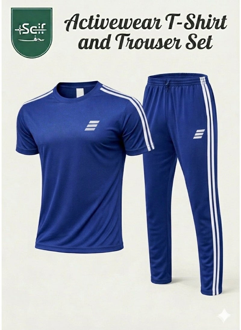 Saif Collection Regular Fit Crew Neck T-Shirt with Comfortable Trousers (Practical Activewear Set) | Co-Ord Set - Image 1
