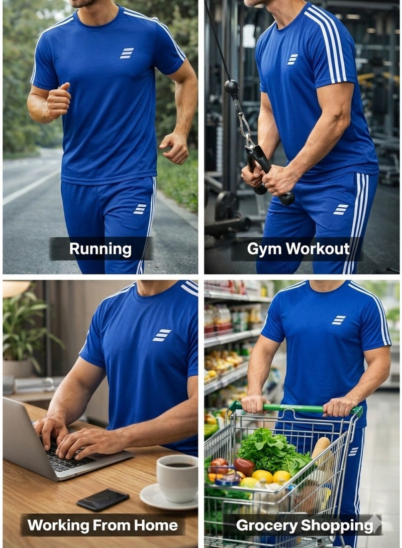 Saif Collection Regular Fit Crew Neck T-Shirt with Comfortable Trousers (Practical Activewear Set) | Co-Ord Set - Image 4