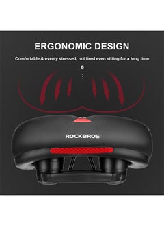 روكبروز مقعد دراجة ROCKBROS مريح، سرج دراجة، ملحقات دراجات جبلية للرجال والنساء، وسادة مقعد دراجة عريضة ناعمة، ممتصة للصدمات المزدوجة مع شريط عاكس  - Image 4