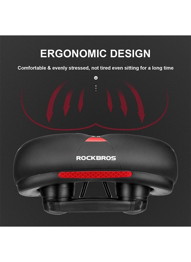 Rockbros Bike Seat Comfort Bike Saddle Mountain Bicycle Accessories For Men Women Soft Wide Bike Seat Cushion Dual Shock Absorbing With Reflective Strip  - Image 4