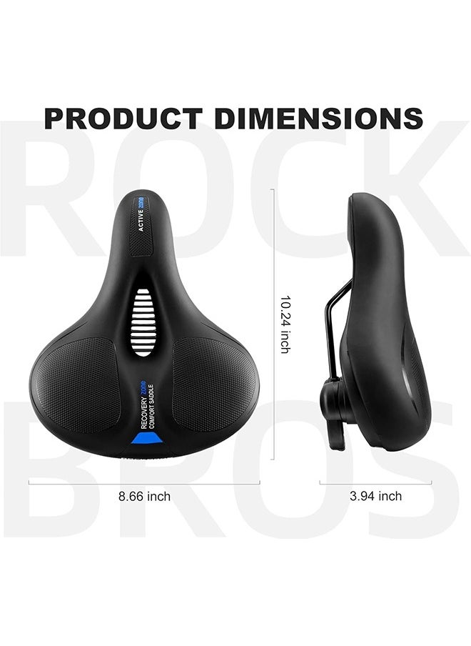 Rockbros Bike Seat Comfort Bike Saddle Mountain Bicycle Accessories For Men Women Soft Wide Bike Seat Cushion Dual Shock Absorbing With Reflective Strip  - Image 5