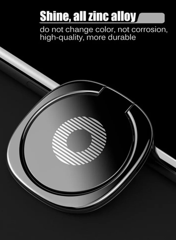360 Rotation Finger Ring Stand Phone Holder Black - Image 2