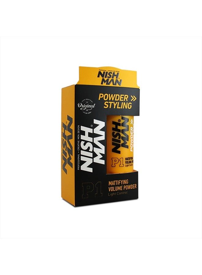 NISHMAN بودرة تصفيف الشعر P1 20 جرام. بودرة مات ومرتفعة الحجم مع أقصى تحكم - تصميم أنيق، سهولة الاستخدام، ثبات مرن وطويل الأمد للمنتج للمحترفين في الحلاقة. - Image 1