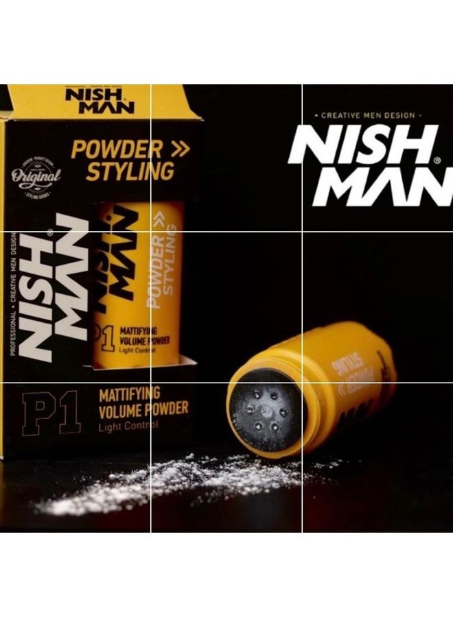 NISHMAN بودرة تصفيف الشعر P1 20 جرام. بودرة مات ومرتفعة الحجم مع أقصى تحكم - تصميم أنيق، سهولة الاستخدام، ثبات مرن وطويل الأمد للمنتج للمحترفين في الحلاقة. - Image 4