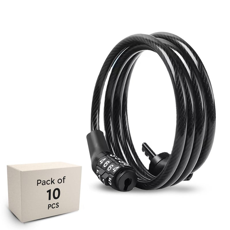 Robustt Keyless Numeric Bike Cable Lock - Pack of 10 | Preset Combination | Heavy Duty Anti-Theft Protection | Multi-Purpose Lock for Bike, Bicycle, Helmet, Luggage - Image 1
