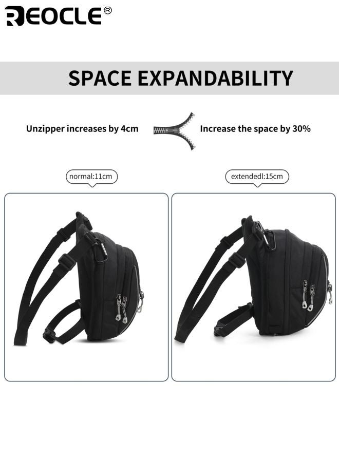 REOCLE Unisex Fanny Pack with Multiple Pockets Waist Bag for Motorcycle Riders Travel Hiking Climbing Cycling and Outdoor Daypack for Men  Women Adventurers Athletes - Image 5