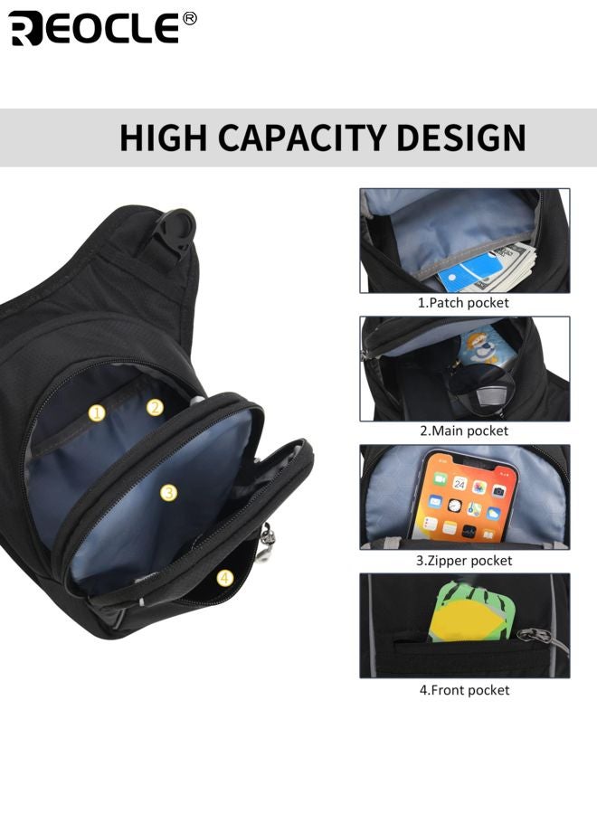 REOCLE Unisex Fanny Pack with Multiple Pockets Waist Bag for Motorcycle Riders Travel Hiking Climbing Cycling and Outdoor Daypack for Men  Women Adventurers Athletes - Image 2
