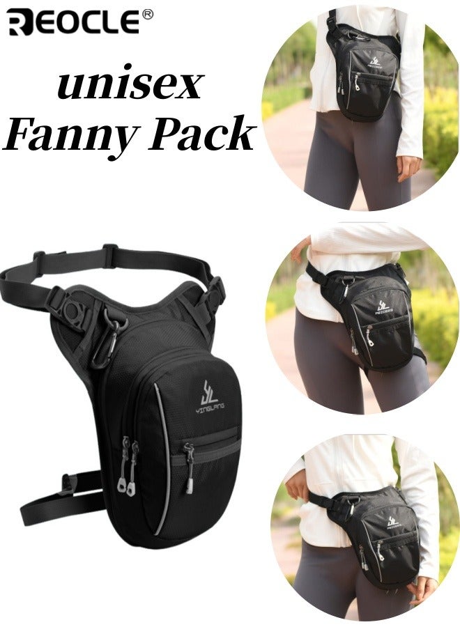 REOCLE Unisex Fanny Pack with Multiple Pockets Waist Bag for Motorcycle Riders Travel Hiking Climbing Cycling and Outdoor Daypack for Men  Women Adventurers Athletes - Image 1