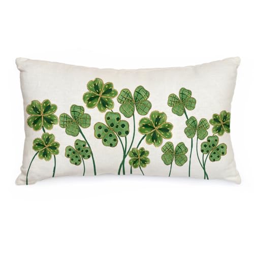 AACORS St.Patricks Day Pillow Cover 12x20 Inch Clover Decorative Pillow Case Holiday Decorations for Home Sofa Couch (Green) - Image 1