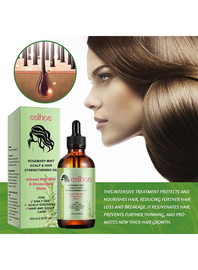 EELHOE Rosemary Mint Scalp & Hairstrengthening Oil,Hair Care Essential Oil Wash Free,Thrive Growth Hair Oil 60ml - Image 1