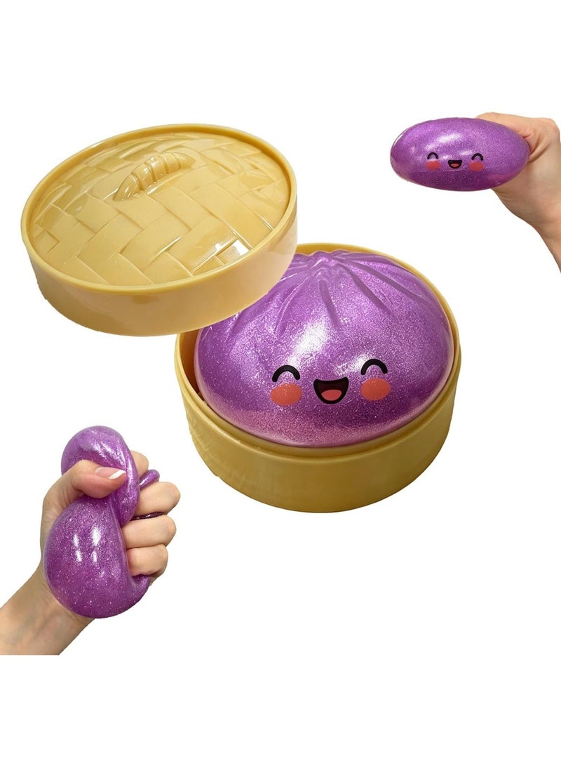 Glitter Dumpling Squishy,2026 New Shimmering Dumpling Squishy Mystery Box,Colorful Dumplings Stress Balls Fidget Sensory,Squeeze Toy for Stress Relief Stretchy Desk Toys(Glitter Purple) - Image 1