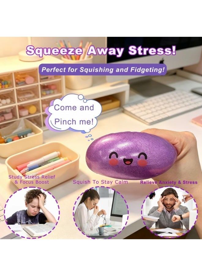 Glitter Dumpling Squishy,2026 New Shimmering Dumpling Squishy Mystery Box,Colorful Dumplings Stress Balls Fidget Sensory,Squeeze Toy for Stress Relief Stretchy Desk Toys(Glitter Purple) - Image 5