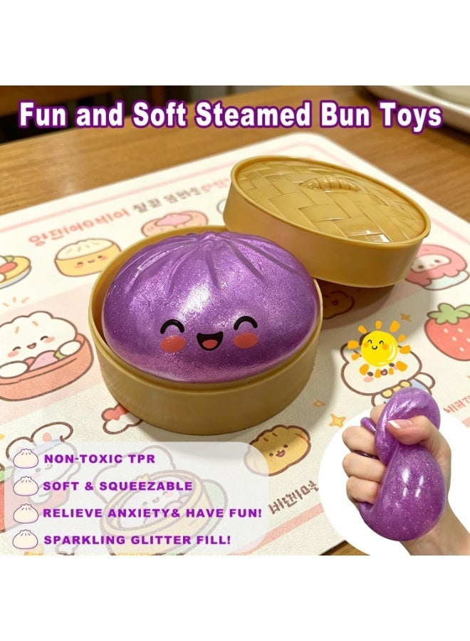 Glitter Dumpling Squishy,2026 New Shimmering Dumpling Squishy Mystery Box,Colorful Dumplings Stress Balls Fidget Sensory,Squeeze Toy for Stress Relief Stretchy Desk Toys(Glitter Purple) - Image 2