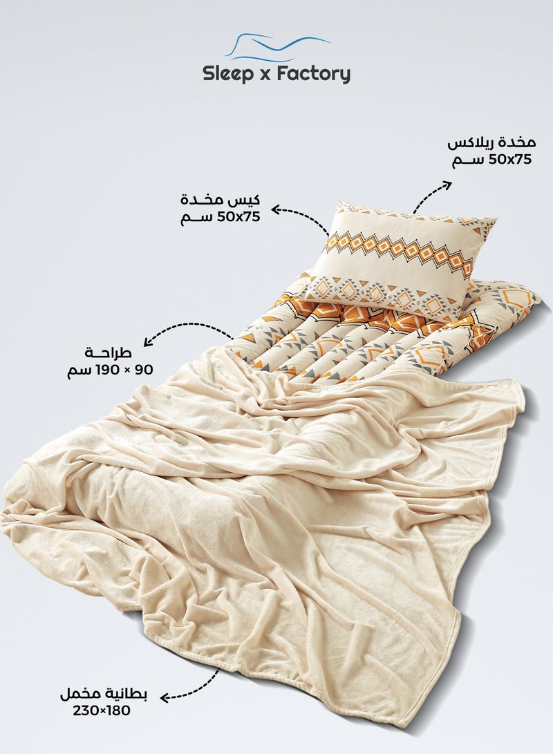 Sleep x Factory Guest & Travel Comfort Pack – Foldable Mattress, Blanket & Pillow – Premium Edition  - Image 2