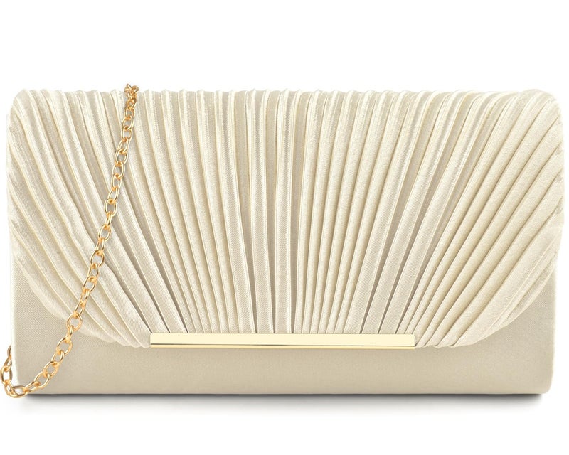 TINDTOP Clutch Purses for Women Evening Handbags for Formal Wedding Party Cocktail Prom Crossbody Shoulder Envelope Bag (Apricot) - Image 1