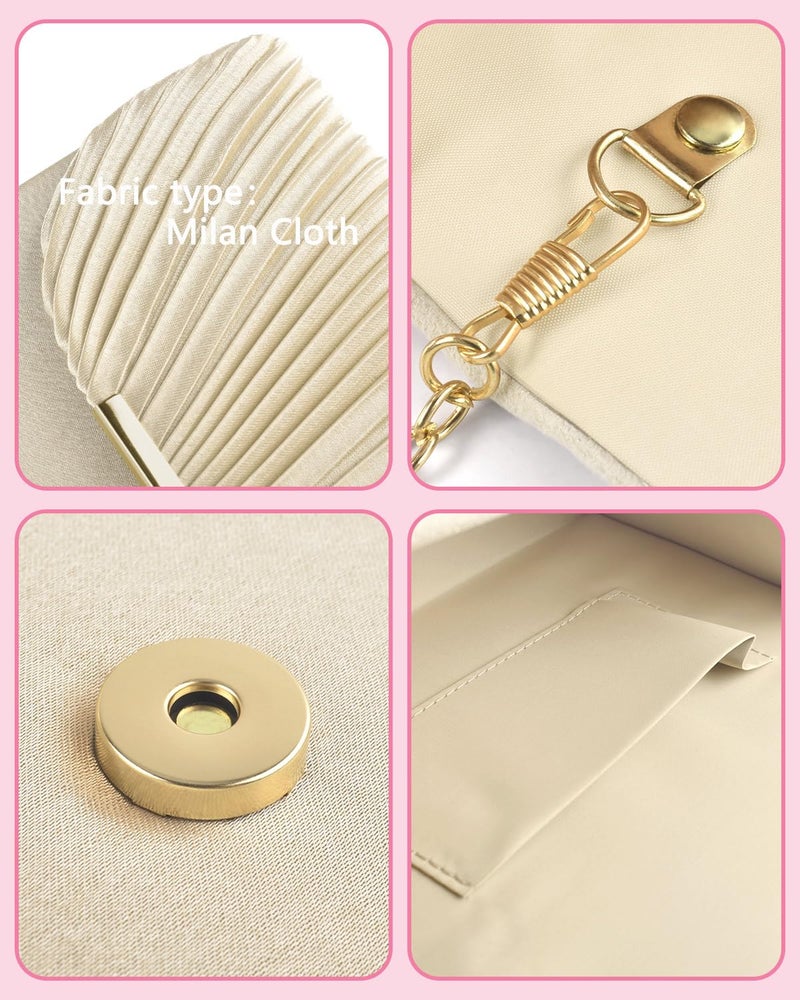 TINDTOP Clutch Purses for Women Evening Handbags for Formal Wedding Party Cocktail Prom Crossbody Shoulder Envelope Bag (Apricot) - Image 5