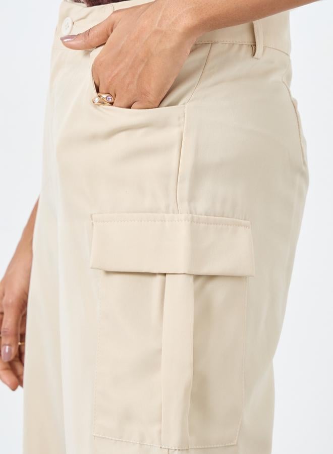Take Two Solid Wide Leg Cargo Pants - Image 3
