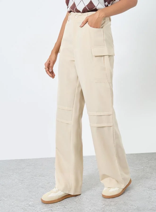 Take Two Take Two Solid Wide Leg Cargo Pants