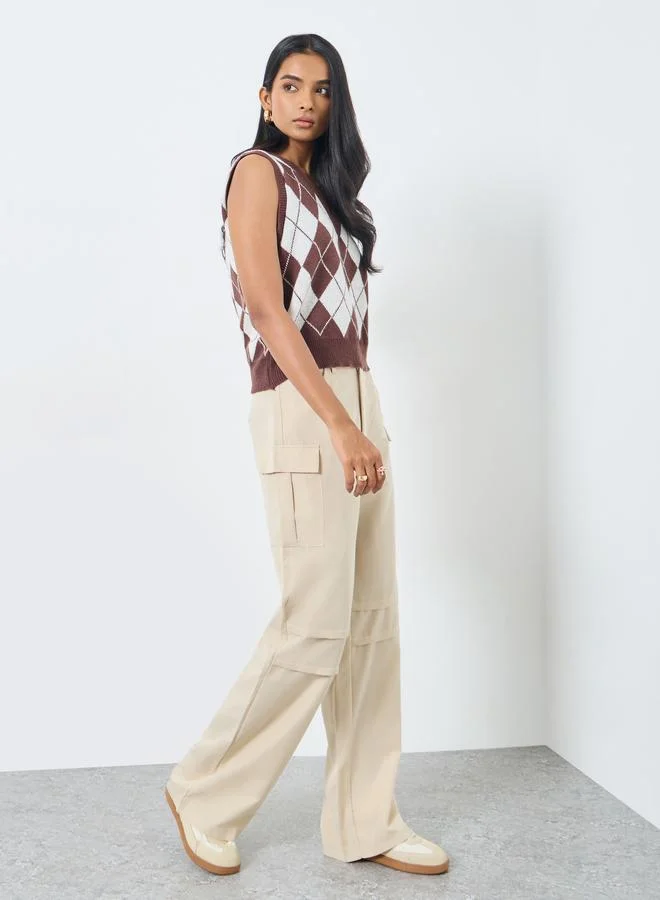 Take Two Take Two Solid Wide Leg Cargo Pants