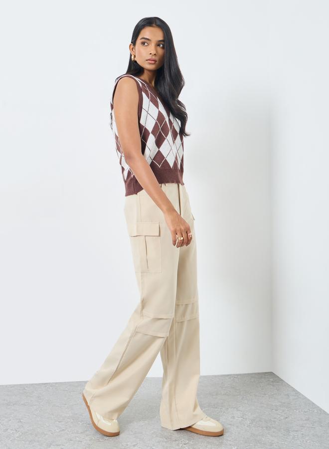 Take Two Solid Wide Leg Cargo Pants - Image 1