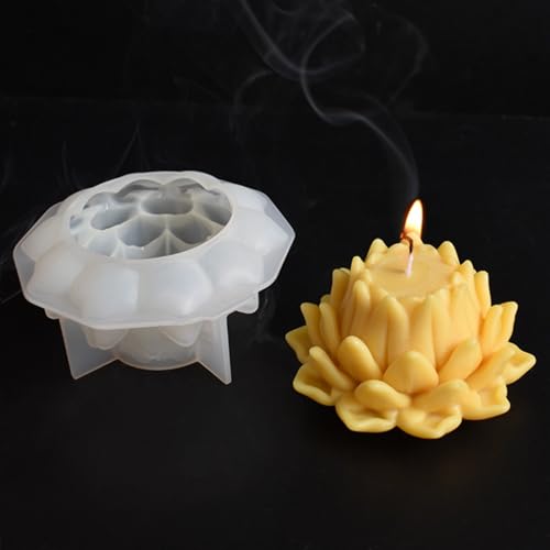 NINEXY 3D Flower Silicone Candle Molds Lotus/Rose/Iris/Camellia Flower Soap Plaster Resin Casting Mold Fondant Chocolate Cake Baking Tools (Lotus B) - Image 4