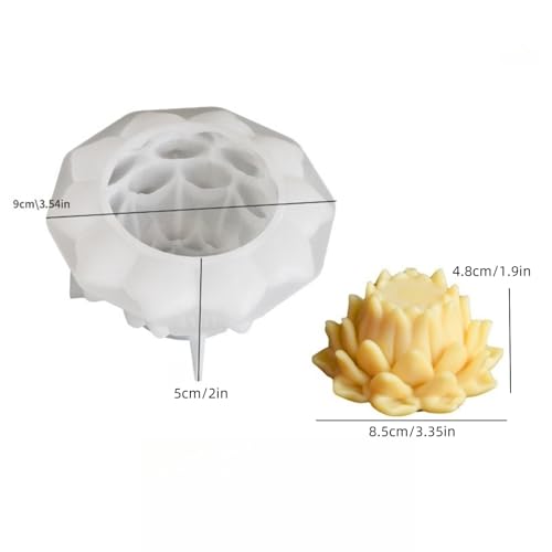 NINEXY 3D Flower Silicone Candle Molds Lotus/Rose/Iris/Camellia Flower Soap Plaster Resin Casting Mold Fondant Chocolate Cake Baking Tools (Lotus B) - Image 2