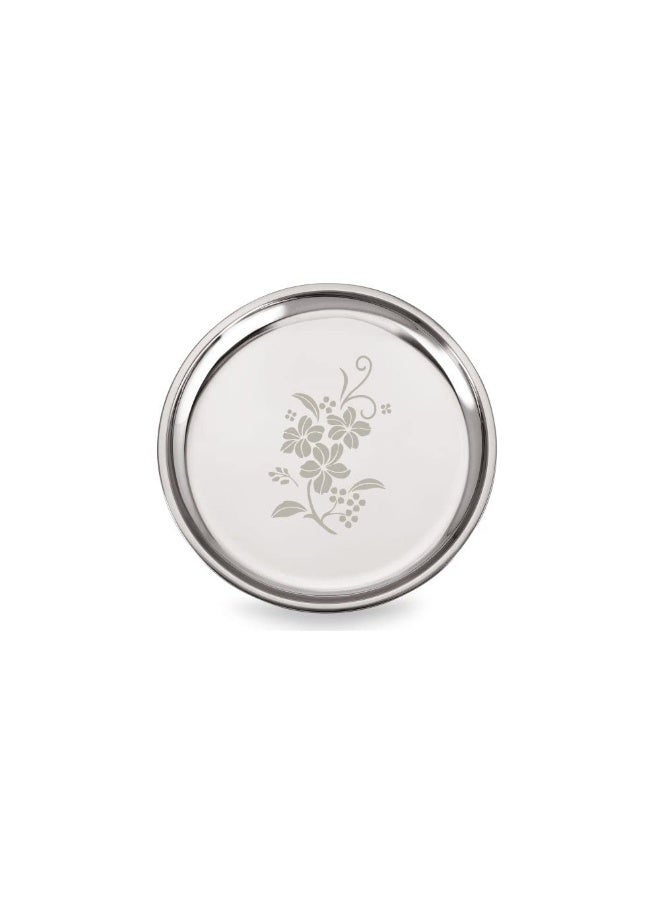neelam Stainless Steel 12, 22 Gauge Lazer Etching Thali, Perfect for Daily Use, Special Occasions, Durable Quality Food Grade Material, Stylish Look, Ideal for Home & Restaurant, 26 cm - Image 1