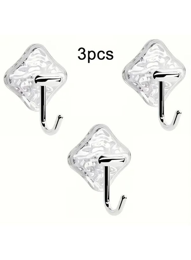 3pcs Clear Adhesive Wall Hooks No Drill Anti Slip for Kitchen Bathroom Towels - Image 1