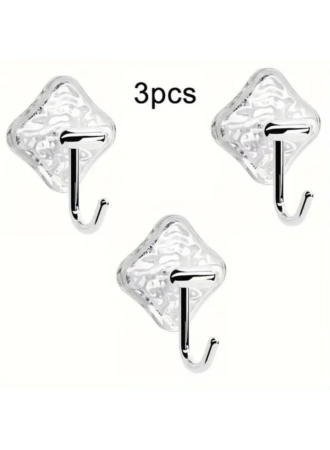 3pcs Clear Adhesive Wall Hooks No Drill Anti Slip for Kitchen Bathroom Towels - Image 2