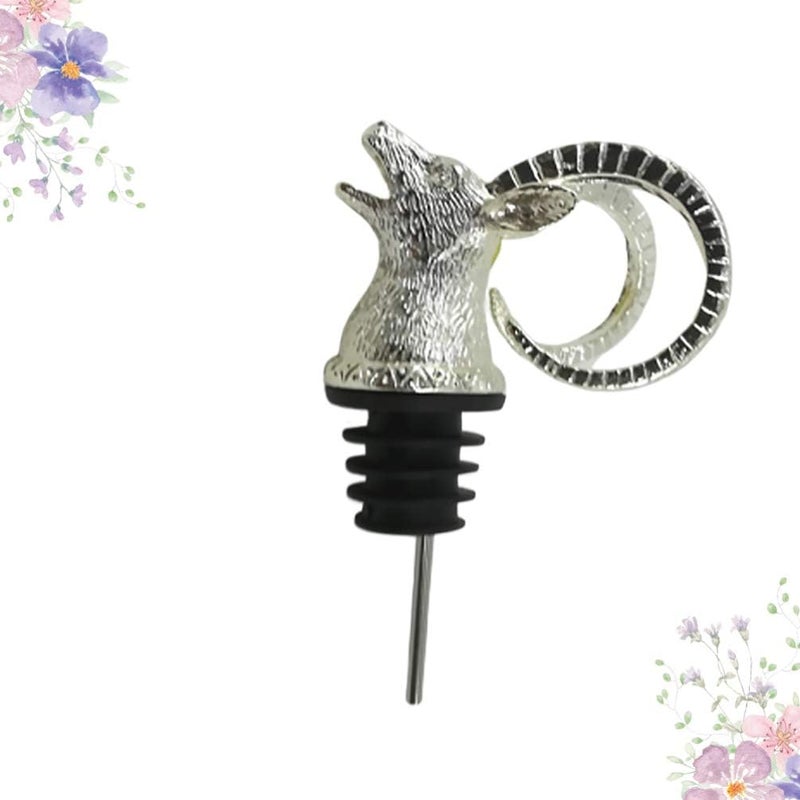 woobles Wine Opener Vintage Metal Wine Bottle Champagne Pourer Stopper Antelope Head Shaped Wine Caps Sealers Preservers Saver Wine Bottle Seal Plug for Wedding Bar Party () Wine Stopper Silver - Image 4