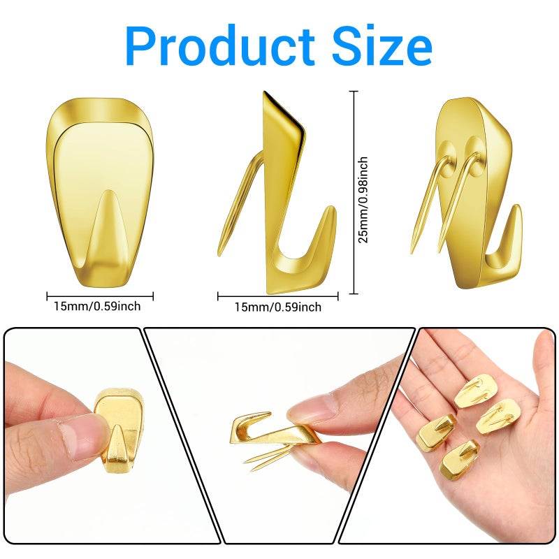 LEIFIDE Cubicle Hooks Fabric Panel Wall Hooks Cubicle Clips Picture Hangers for 40 Lbs Office Home Kitchen Room Board Hanging Supplies(Gold,10 Pieces) - Image 2