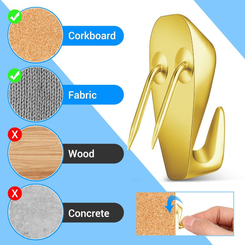 LEIFIDE Cubicle Hooks Fabric Panel Wall Hooks Cubicle Clips Picture Hangers for 40 Lbs Office Home Kitchen Room Board Hanging Supplies(Gold,10 Pieces) - Image 3