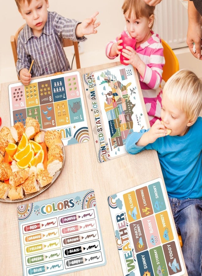 OBUSATT Educational Preschool Kids Placemats Set of 6 Boho Plastic Table Mats Toddler Children Montessori Place Mats for Kids Washable Holiday Desk Decoration for Indoor Outdoor Party Kitchen Dining Table - Image 5