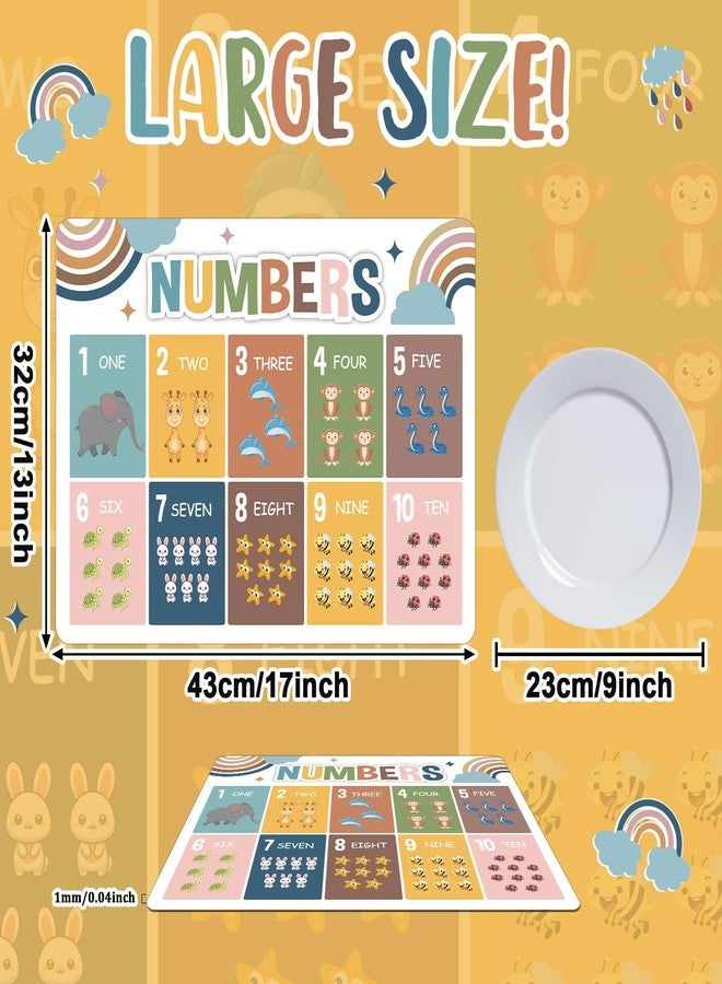 OBUSATT Educational Preschool Kids Placemats Set of 6 Boho Plastic Table Mats Toddler Children Montessori Place Mats for Kids Washable Holiday Desk Decoration for Indoor Outdoor Party Kitchen Dining Table - Image 2