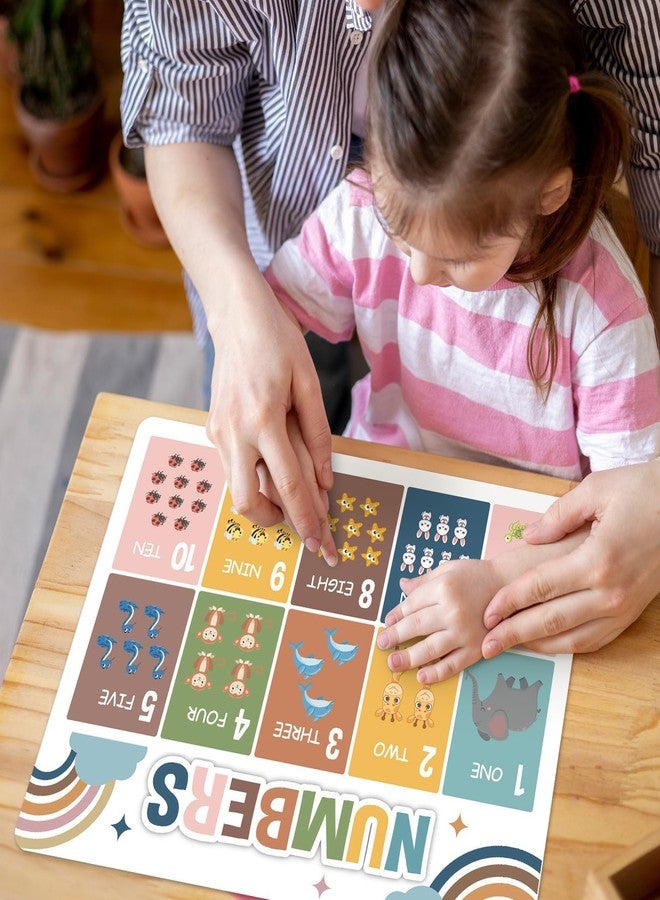 OBUSATT Educational Preschool Kids Placemats Set of 6 Boho Plastic Table Mats Toddler Children Montessori Place Mats for Kids Washable Holiday Desk Decoration for Indoor Outdoor Party Kitchen Dining Table - Image 4