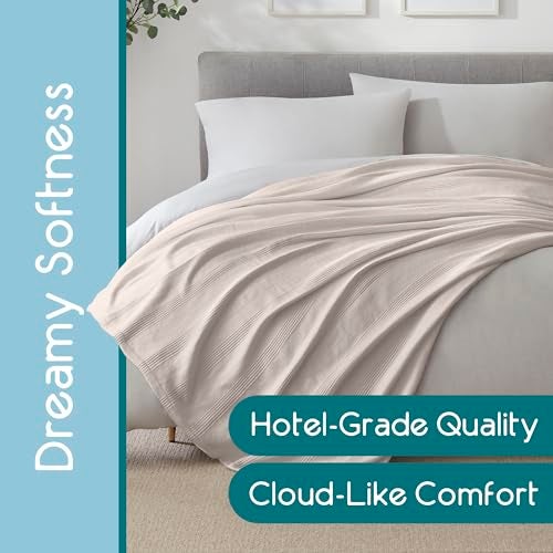Vellux 100% Cotton Twin Blanket - Soft Breathable Knit Blanket for Bed Couch - Lightweight All Season Machine Washable - Oeko-Tex Certified Hotel Quality - 66x90 – Mink - Image 2