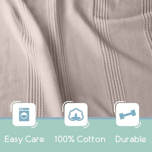 Vellux 100% Cotton Twin Blanket - Soft Breathable Knit Blanket for Bed Couch - Lightweight All Season Machine Washable - Oeko-Tex Certified Hotel Quality - 66x90 – Mink - Image 5