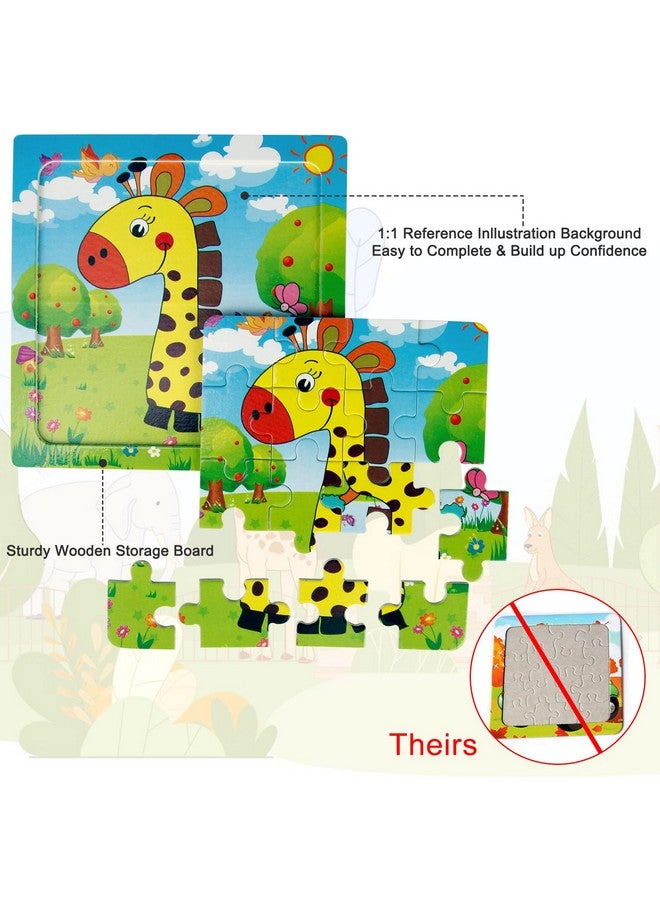 سيلايف ألعاب ألغاز للأطفال من عمر 2 إلى 4 سنوات، ألغاز تعليمية خشبية للحيوانات، عبوة من 6 قطع للفيل والضفدع والسلحفاة والزرافة والنحلة، مجموعة من 16 قطعة ألغاز تعليمية للأطفال المصابين بالتوحد - Image 3
