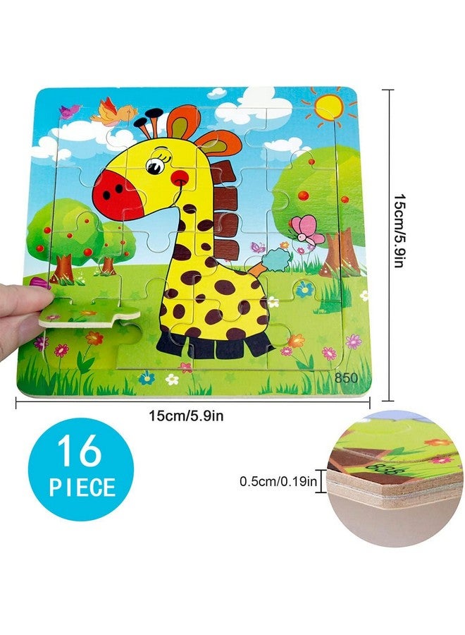 سيلايف ألعاب ألغاز للأطفال من عمر 2 إلى 4 سنوات، ألغاز تعليمية خشبية للحيوانات، عبوة من 6 قطع للفيل والضفدع والسلحفاة والزرافة والنحلة، مجموعة من 16 قطعة ألغاز تعليمية للأطفال المصابين بالتوحد - Image 5
