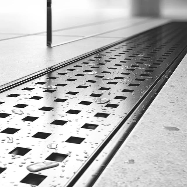 RUHE صينية تصريف الأرضية Ruhe Palo 12 × 4 بوصة من الفولاذ المقاوم للصدأ 304 مع مصيدة جانبية وفتحة مع طوق - Image 5