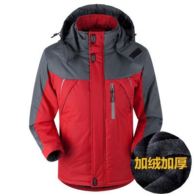Generic 23 Winter Leisure Sports Work Clothes Cotton-padded Clothes Mens fleece-lined Waterproof Charge Clothes Outdoor Labor Protection Work Clothes Cotton-padded Jacket Red 
